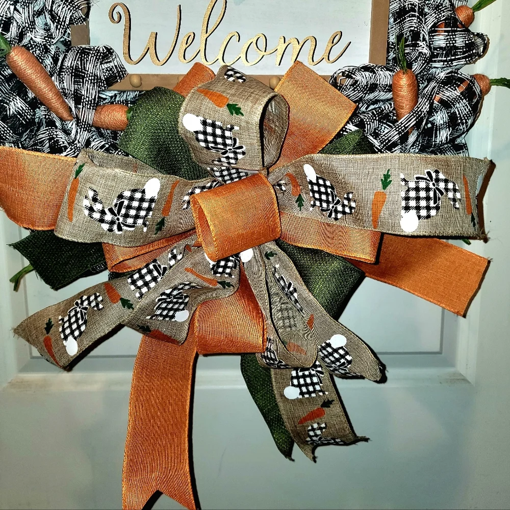 Spring Easter Welcome Wreath Wood Jute Burlap Farmhouse Western Country - Picture 4 of 4